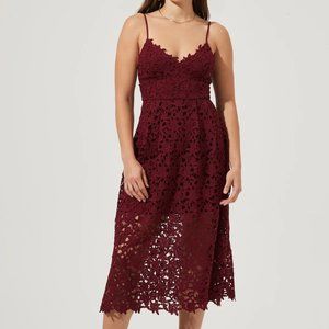 ASTR the Label Lace A Line Midi Dress Wine M *NWT